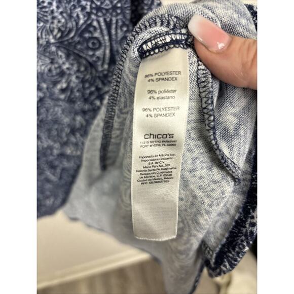 Chicos Medallion Button Back Women’s Tunic Dress Size 2/Size Medium Blue Boho - Picture 7 of 9